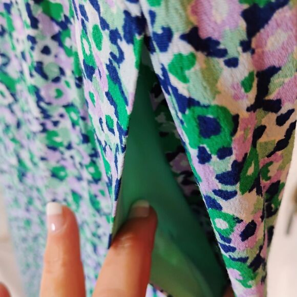 A New Day Womens L Green Smocked Floral‎ Dress Flowy Wedding Holiday - Picture 4 of 7